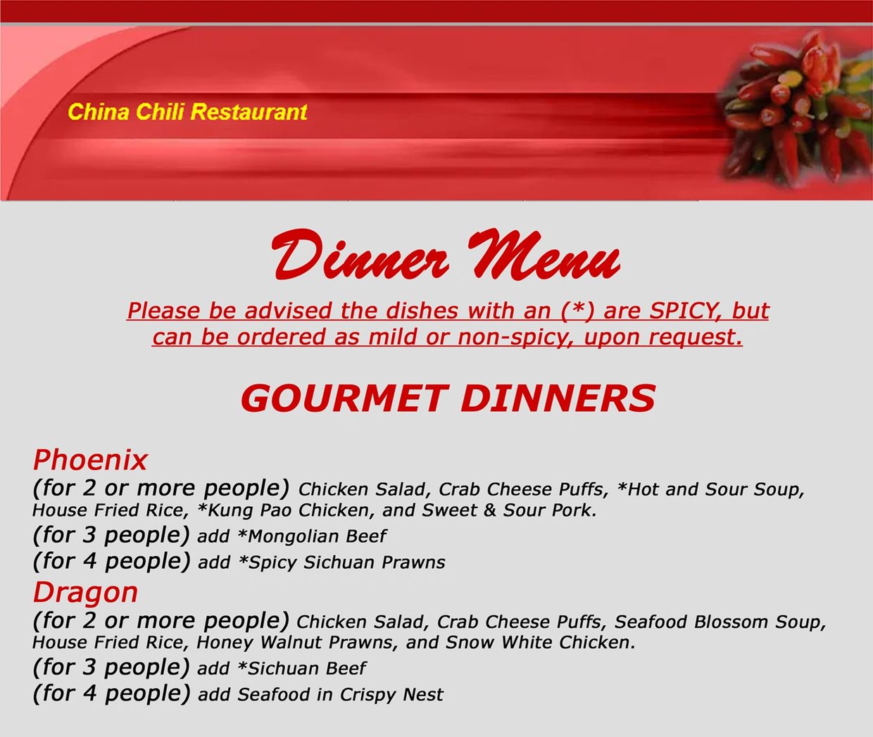 Dinner Menu